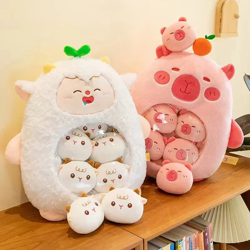 Animal Plushie Bag with Mini Animal Plush Balls Squishy Plushies
