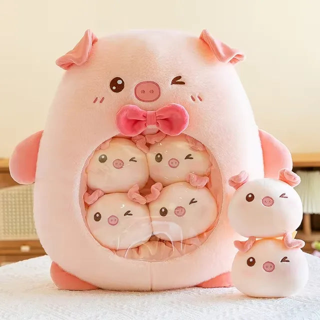 Animal Plushie Bag with Mini Animal Plush Balls Squishy Plushies